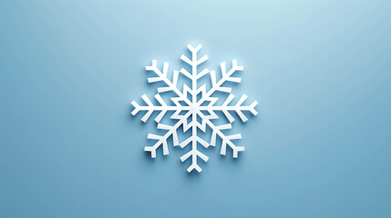 Wall Mural - Single white snowflake on blue background.