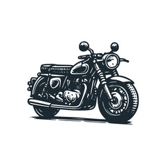 Canvas Print - The classic motor bike. Black white vector logo illustration. Isolated on white background
