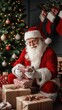© fotosdanielgbueno - Santa Claus with Christmas gifts by the tree