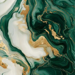 Elegant Green and Gold Abstract Marble Texture