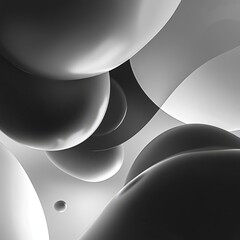 Abstract Black and White Shapes with Smooth Curves