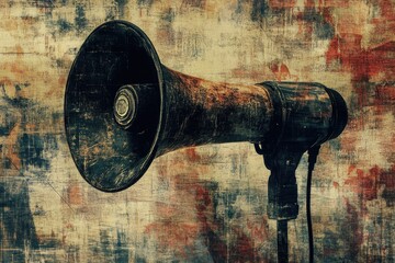 Sticker - A Vintage Black Megaphone Against a Textured Background