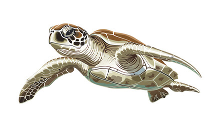 Wall Mural - A sea turtle swimming in the ocean.