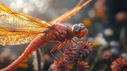 Wall Mural - Dragonfly Close Up: A Moment of Tranquility in Nature