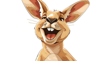 Sticker - A happy, cartoon kangaroo smiles with his mouth open wide.