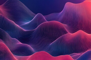 Fototapete - A vivid abstract design showcasing flowing waves in vibrant colors of pink and blue, creating a sense of movement and depth.