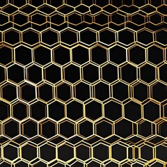 Poster - An elegant pattern featuring intricate golden hexagons against a dark backdrop, perfect for modern design concepts.