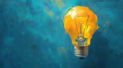 A vibrant light bulb against a textured blue background, symbolizing ideas and creativity.