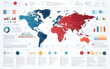 Poster - Highdetail infographic showcasing colorful statistics, modern design, bar graphs, pie charts, clean layout, data visualization