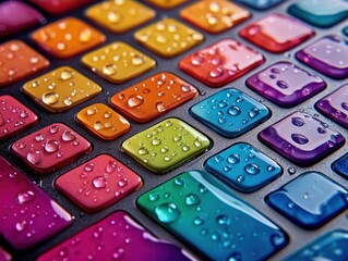 Poster - Colorful Water Drops on a Grid