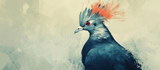 Wall Mural - Crowned pigeon with distinctive plumage and features showcasing its beauty and uniqueness in avian species