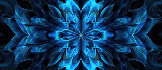 Wall Mural - Surreal blue and black 2d background for creative designs evoking abstract experiences Contemporary psychedelic art featuring kaleidoscopic optical illusions