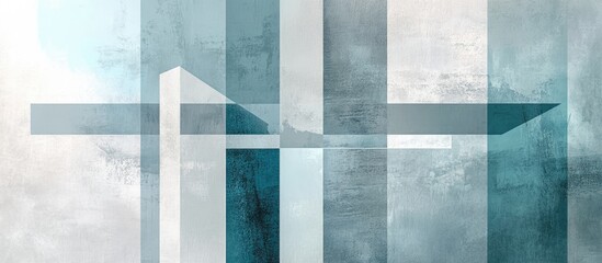 Wall Mural - Abstract design featuring six repeating rectangles in silver cyan and gray with varying sizes