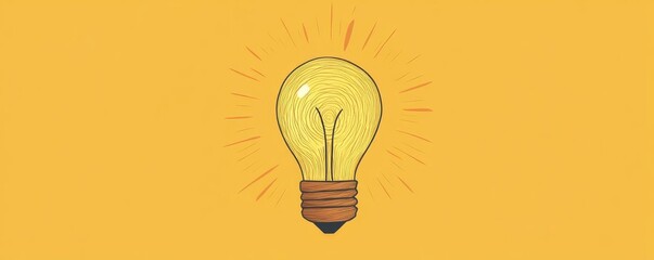 Poster - A bright, glowing light bulb illustration on a warm yellow background, symbolizing ideas, creativity, and inspiration.