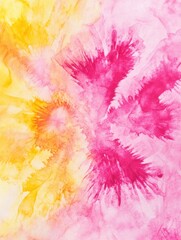 Poster - Tie Dye Design Unique Paper Texture Light Hued Decoration Soft Watercolor Effect Imaginative Pink and Yellow Palette Dreamy Background Texture in Pink and Yellow Shades