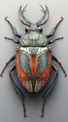 Poster - Vibrant Beetle with Intricate Patterns - Macro Photography