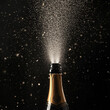 © Forest Shipp - champagne bottle on black exploding in celebration