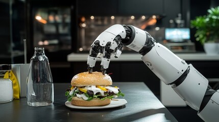 Robotic Arm Serving Delicious Burger