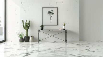 Canvas Print - Modern Minimalist Interior Design with Marble Flooring