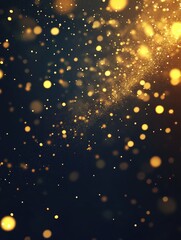 Poster - Golden sparkling dust particles on a clear background featuring shining lights and star like glimmers creating a festive light effect in a 2D cartoon style