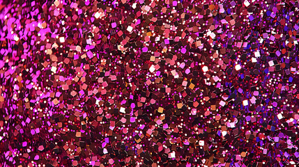 Close-Up Macro Shot of Shimmering Pink and Red Glitter, Creating a Textured Abstract Background