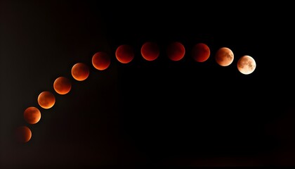 Wall Mural - Composite image showcasing the various phases of a lunar eclipse.