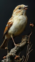 Wall Mural - Close-Up Portrait of a Small Bird Perched on a Branch