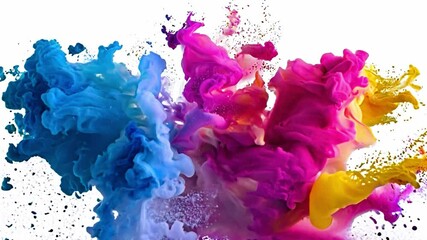 Poster - swirls of blue, purple, pink, and yellow create an energetic explosion of color against a white back