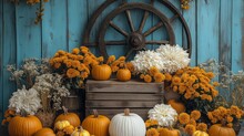 Pumpkins By A Wagon Free Stock Photo - Public Domain Pictures