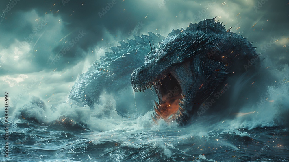 Myth of the Jormungandr the world serpent encircling the earth ancient ...