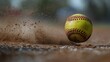© Jeerapat - The softball ball in motion toward the dirt of the field