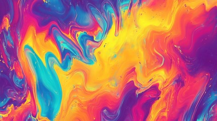 Poster - colorful abstract swirl with vibrant hues of blue, yellow, and orange in a dynamic pattern