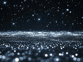 Poster - The composition features a captivating assortment of small blue dots shining with varied intensities against a dark backdrop, creating a dreamlike cosmic ambiance reminiscent of a starlit sky.