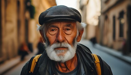 Wall Mural - Exploring the World: A Senior Male Traveler Embracing the Spirit of Solo Adventure in His Golden Years