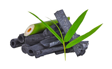 Natural bamboo charcoal isolated on transparent png