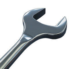 Close-up of a metal wrench, isolated on a transparent background