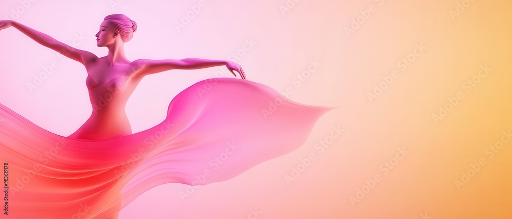 Beautiful dancer moving gracefully in sync with sound waves, motion ...