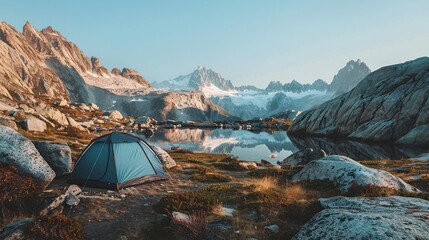 Poster - Camping in the Majestic Mountains