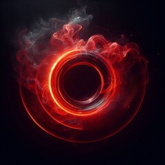 Wall Mural - dynamic abstract red circle with swirling flames and energy on a black background