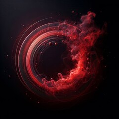 Wall Mural - dynamic abstract red circle with swirling flames and energy on a black background