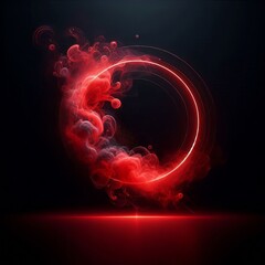 Wall Mural - dynamic abstract red circle with swirling flames and energy on a black background