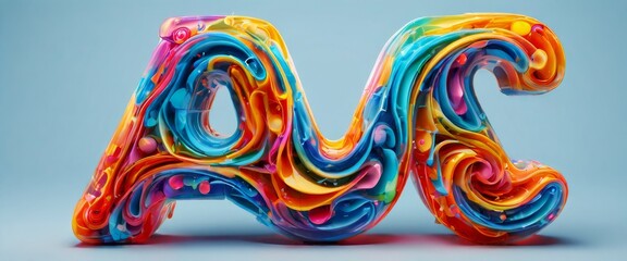 3D-rendered typography featuring the letters A and C in swirling, colorful abstract patterns. This vibrant and playful composition blends bold hues and fluid shapes, perfect for modern, artistic