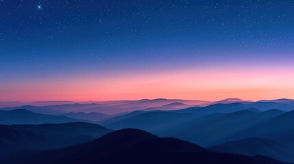 Wall Mural - Mountain Silhouette Under Night Sky