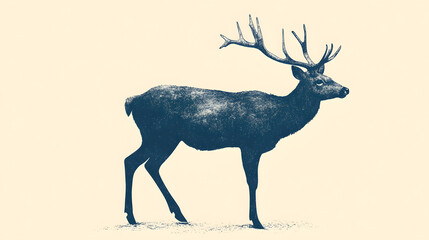 Wall Mural - Deer, letterpress style