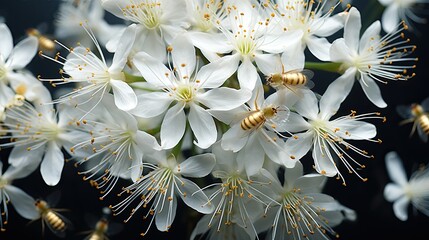 Poster - Overhead view of butterfly pollinating on white flower 