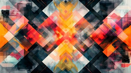 Poster - Abstract background with geometric elements. Futuristic style. Digital art. - Generated AI