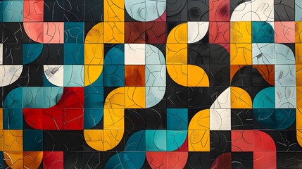 Aufkleber - Mosaic wall background. 3d illustration. Abstract pattern. - Generated AI