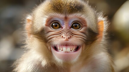 Close-up Portrait of a Smiling Monkey