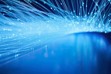 Canvas Print - Flowing Artistry: Light Blue Water Motion Intricate Web of Fiber Optic Cables Transmitting Data Signals --ar 3:2 