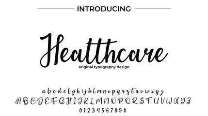 Wall Mural - Healthcare Font Stylish brush painted an uppercase vector letters, alphabet, typeface